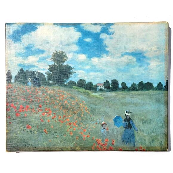 Monet's Poppies Les Coquelicots Braun Edition 1958 Oil Painting Canvas Louvre - Picture 1 of 5